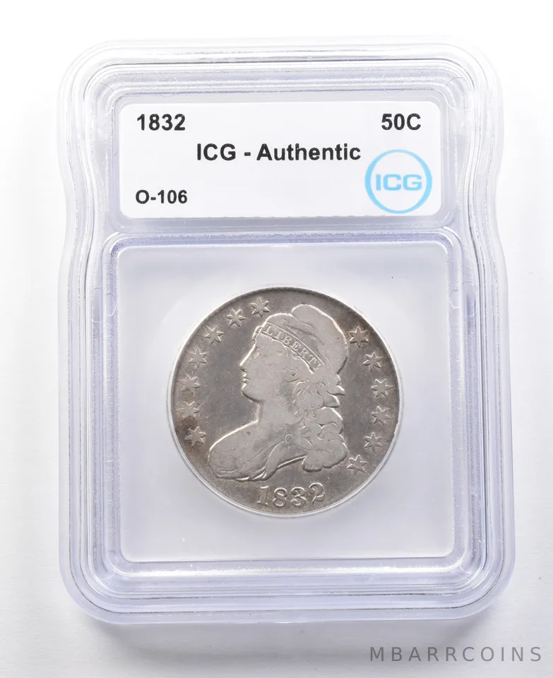 1832 Capped Bust Half Dollar O-106 Authentic ICG *2999