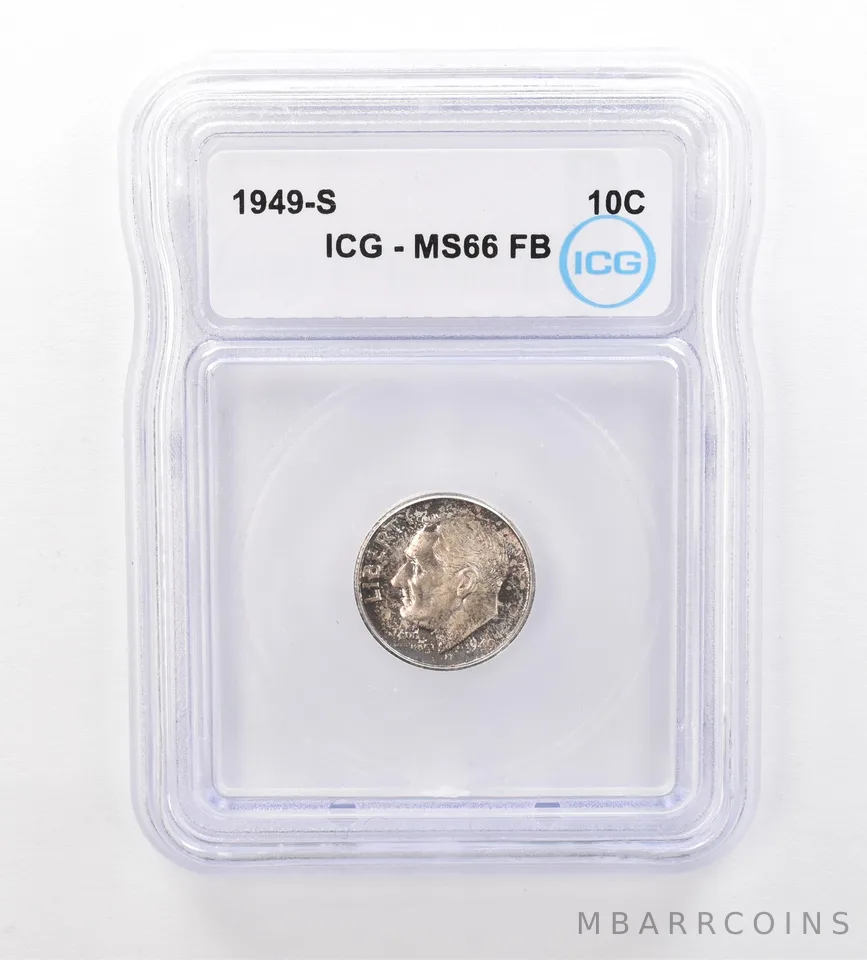 1949-S Roosevelt Dime MS66 FB ICG Beautiful Tone *7532