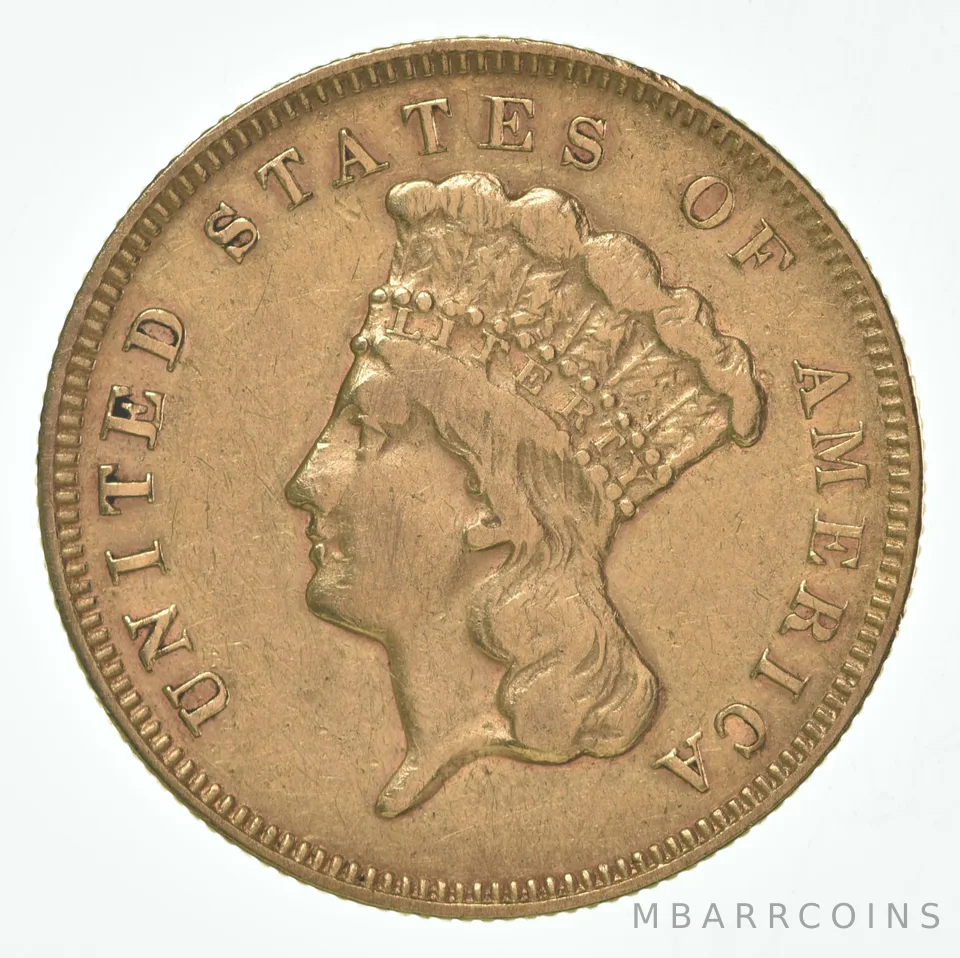 1878 $3 Indian Princess Head Gold Three Dollars a9232