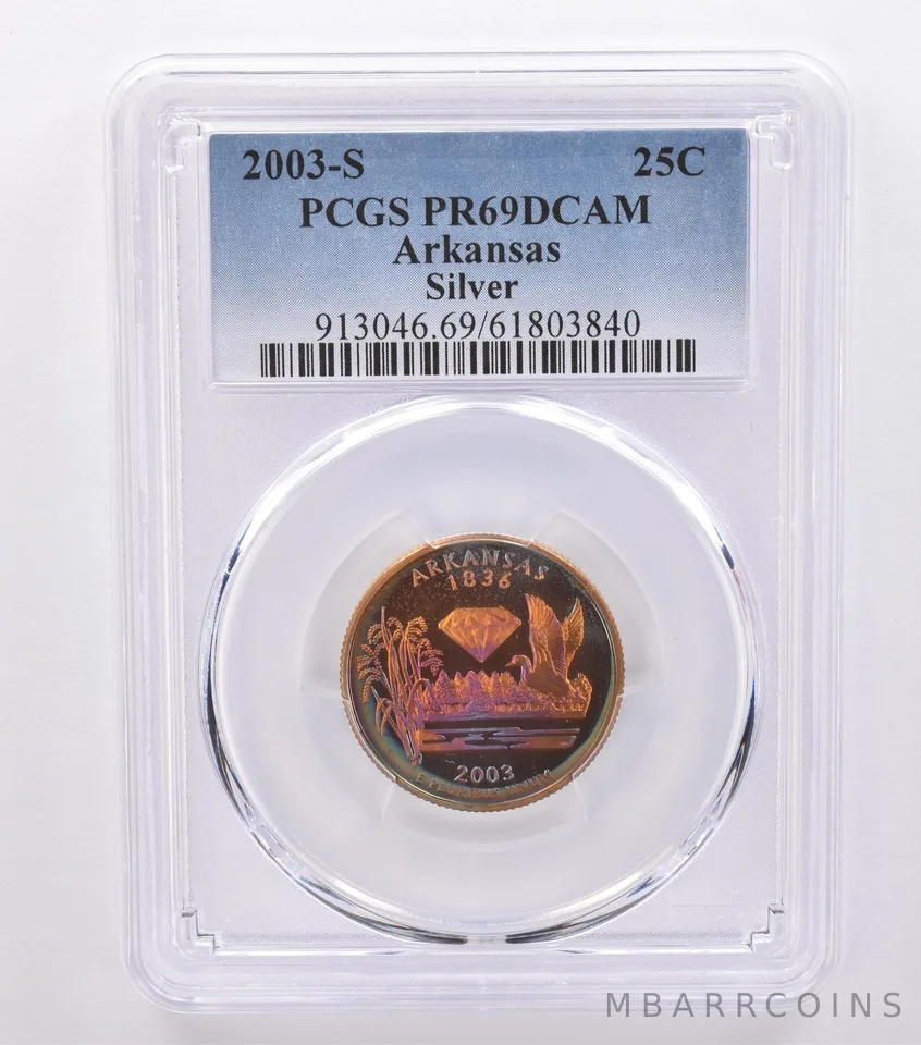 2003-S Washington State Quarter Arkansas Silver PR69 DCAM PCGS Nice Tone *8774