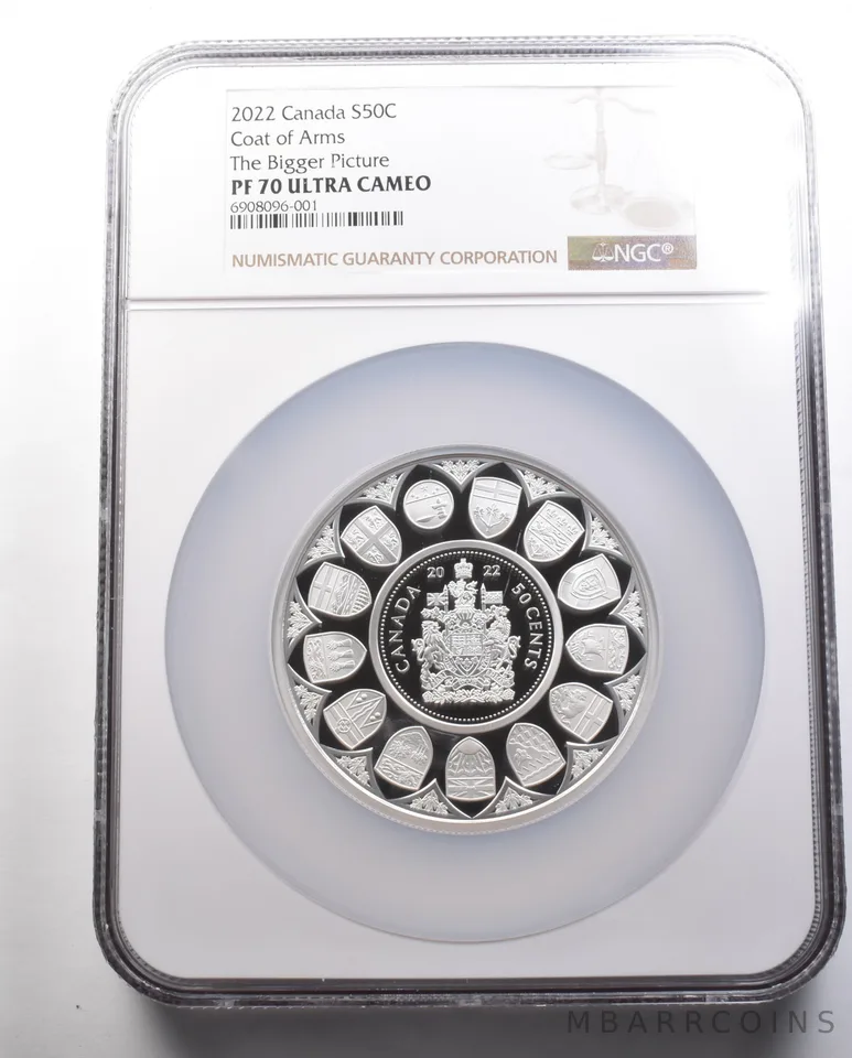 2022 Canada 50 Cents Silver Coat Of Arms Bigger Picture PF70 UCAM NGC a7315