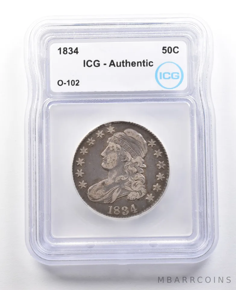 1834 Capped Bust Half Dollar O-102 Authentic ICG *3007