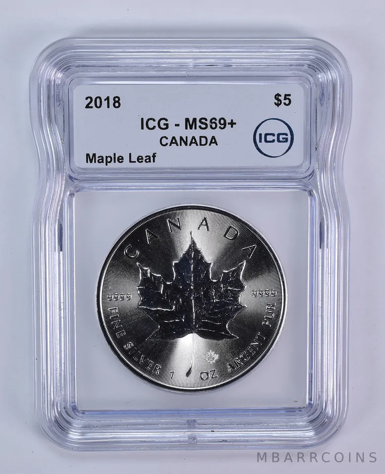 2018 Canada 5 Dollars Silver Maple Leaf MS69+ ICG