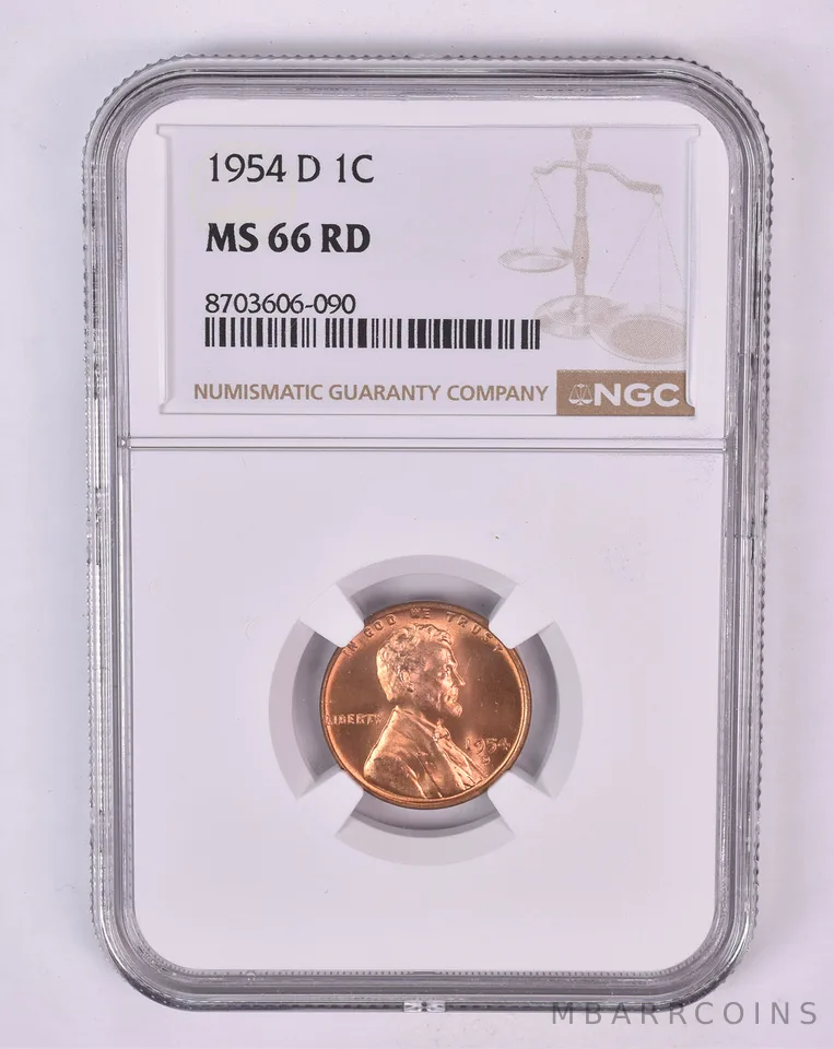 1954-D Lincoln Wheat Cent MS66 RD NGC Brown Label