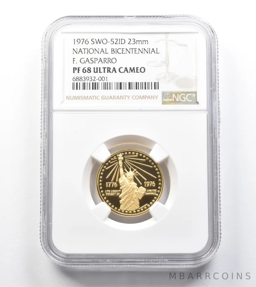 1976 SWO-52ID 23mm National Bicentennial F Gasparro PF68 UCAM NGC *0077
