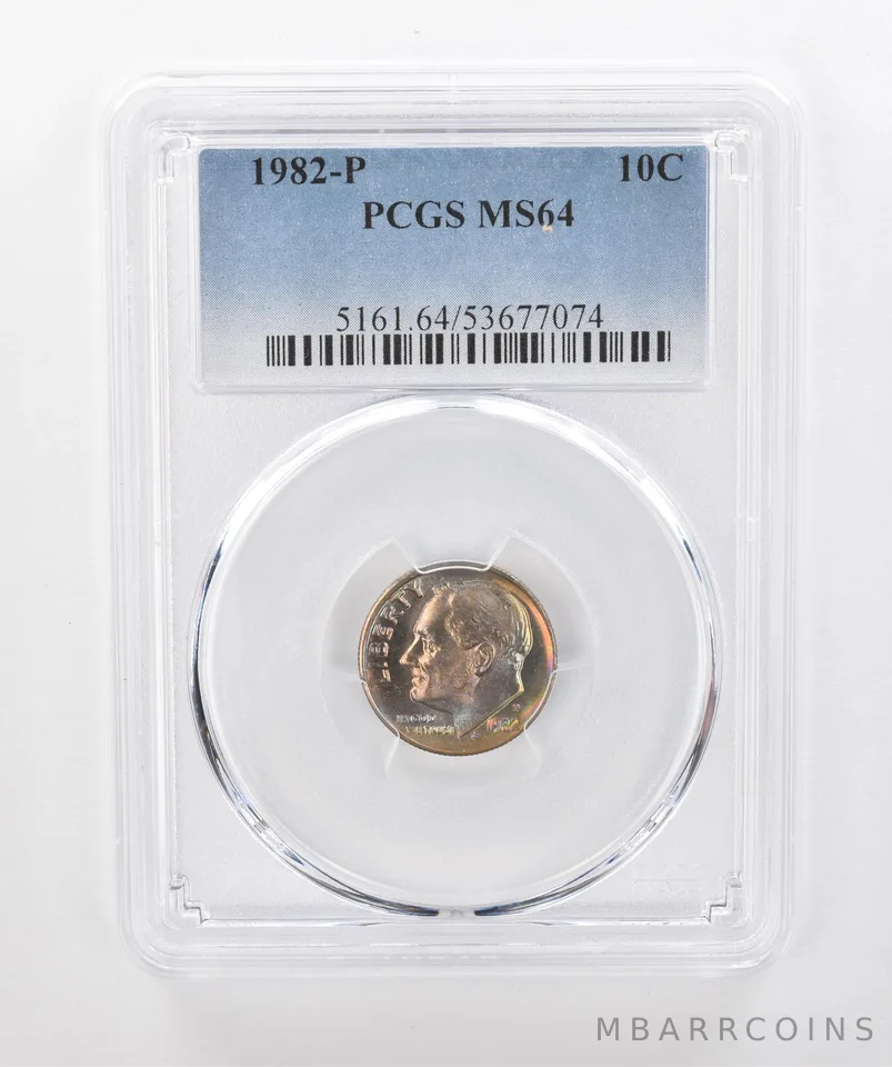 1982-P Roosevelt Dime MS64 PCGS Beautiful Tone a1299