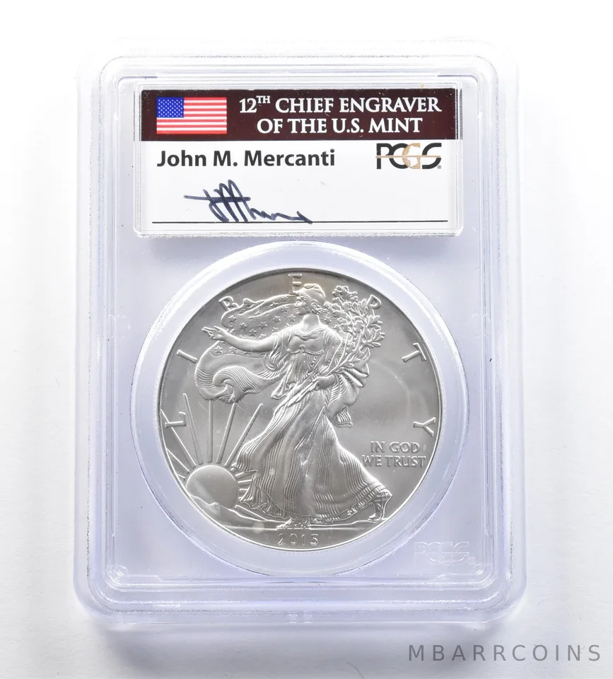 2015-W Burnished Silver Eagle Mercanti FDOI Philadelphia SP70 PCGS *7246