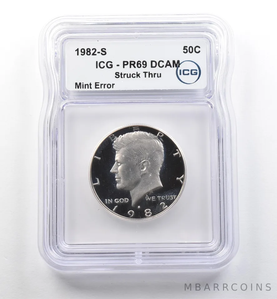 1982-S Kennedy Half Dollar Mint Error Struck Thru PR69 DCAM ICG *7492