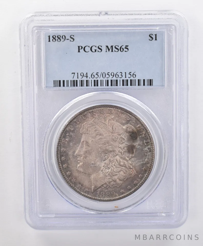MS65 1889-S Morgan Silver Dollar PCGS Beautifully Toned a1480