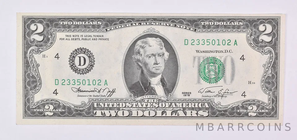 1976 $2 Cleveland OH FRN Green Seal Uncirculated