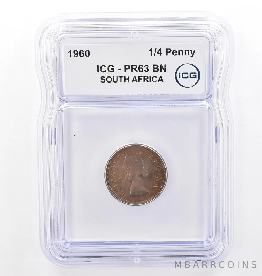 1960 South Africa 1/4 Penny PR63 BN ICG Beautiful Tone *7687