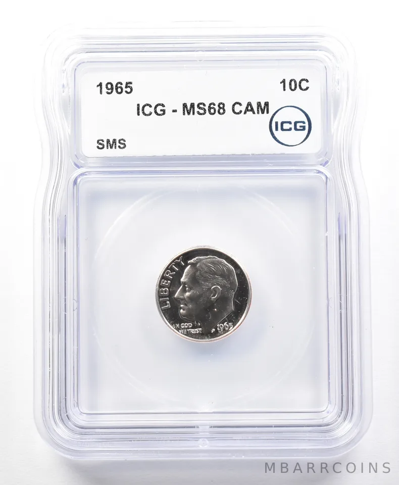 1965 Roosevelt Dime SMS MS68 CAM ICG a2262