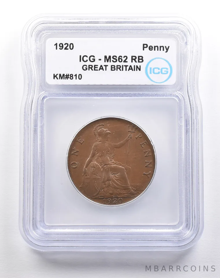 1920 Great Britain Penny KM#810 MS62 RB ICG *5468