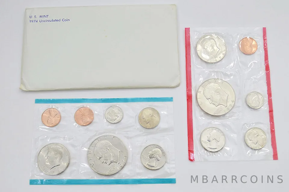 1974 Mint Set with Original Envelope & Flatpacks (13 coins)
