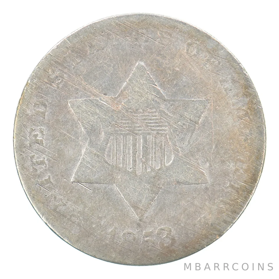 1853 Silver Trime Beautiful Tone *0707