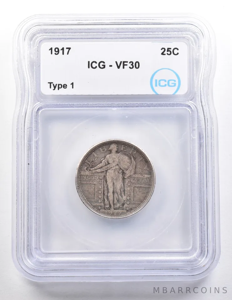 1917 Standing Liberty Quarter Type 1 VF30 ICG *3653