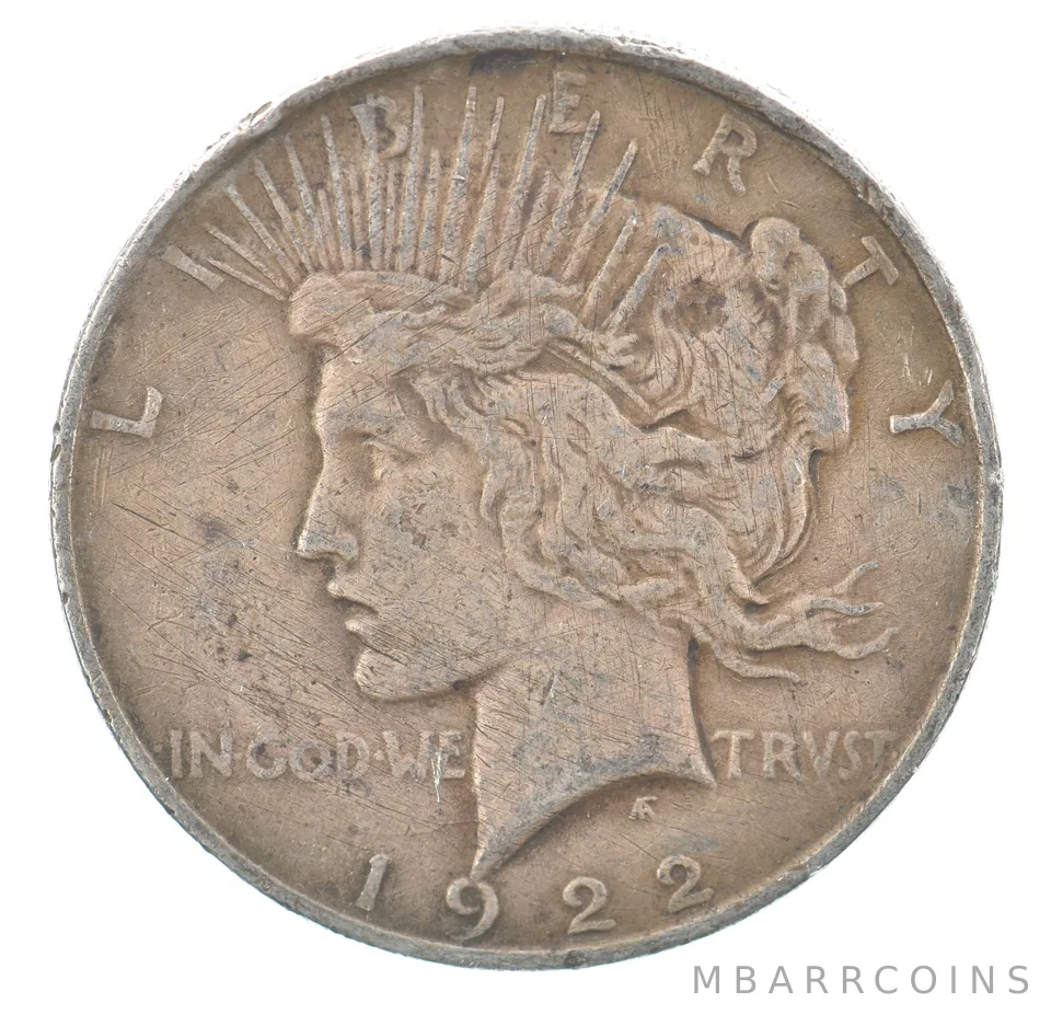 1922 Peace Silver Dollar Beautiful Tone CM Counterstamp *7595
