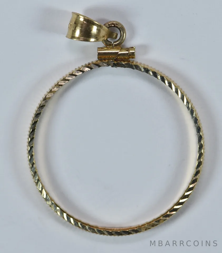 14kt Gold Coin Bezel 1/2 Oz Mexico 29mm 1.8g a9497