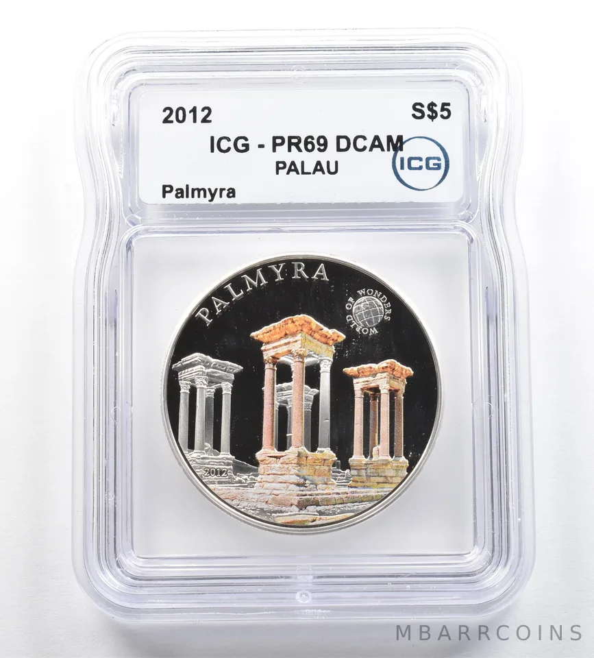 2012 Palau 5 Dollars Silver Palmyra PR69 DCAM ICG *5309