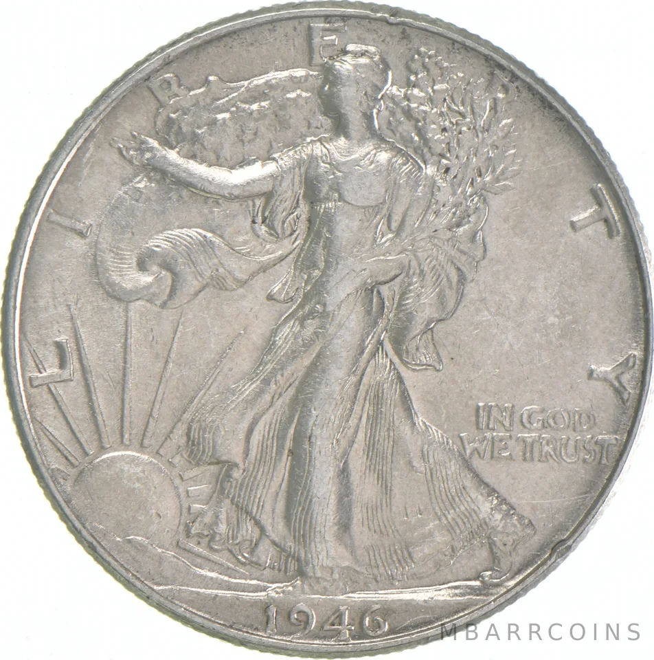 AU 1946 (P) Walking Liberty Half Dollar Almost Unc 90% Silver (1pc)