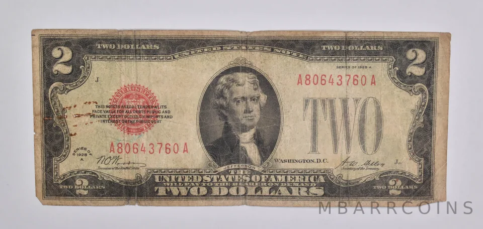 1928-A $2 United States Legal Tender Note Red Seal a5366