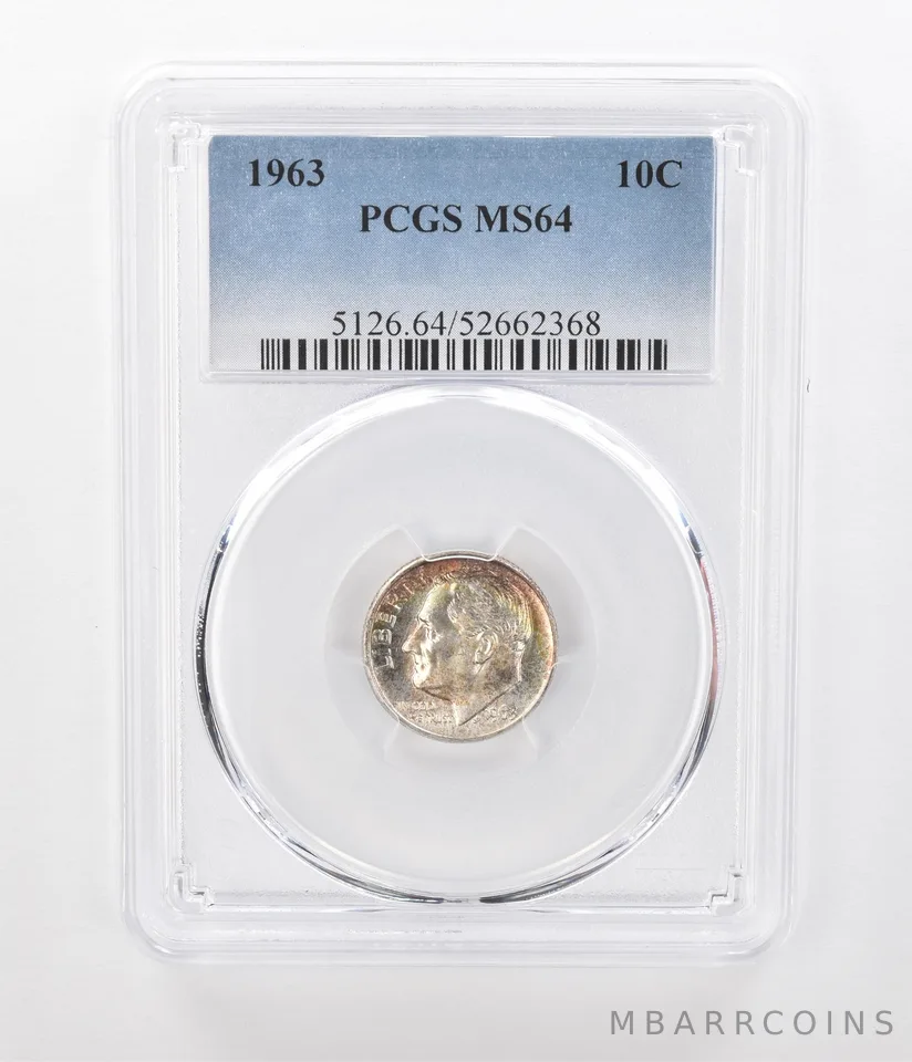 1963 Roosevelt Dime MS64 PCGS Beautiful Tone *1050