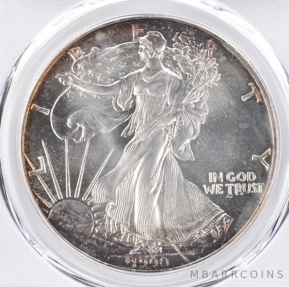 1990 American Silver Eagle MS66 PCGS Beautiful Tone *1438
