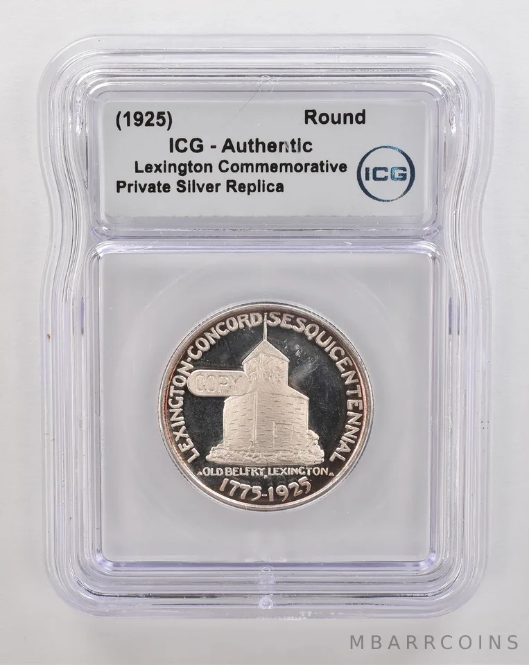 (1925) Lexington Commemorative Private Silver Round Authentic ICG Toned *4319