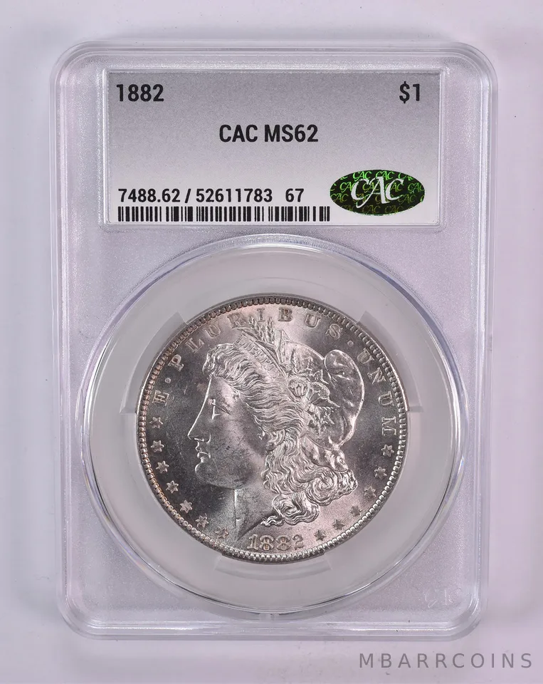 1882 Morgan Silver Dollar MS62 CAC CACg