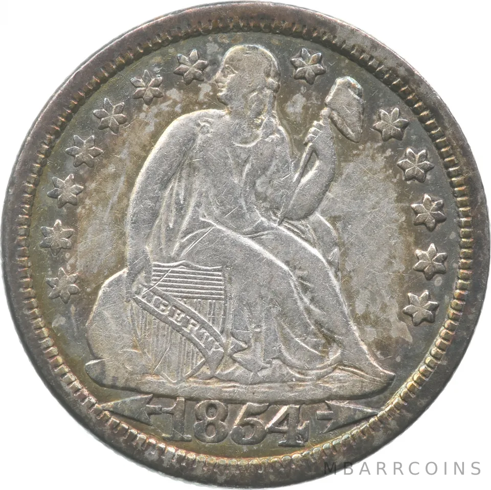1854 Seated Liberty Dime Arrows *9324
