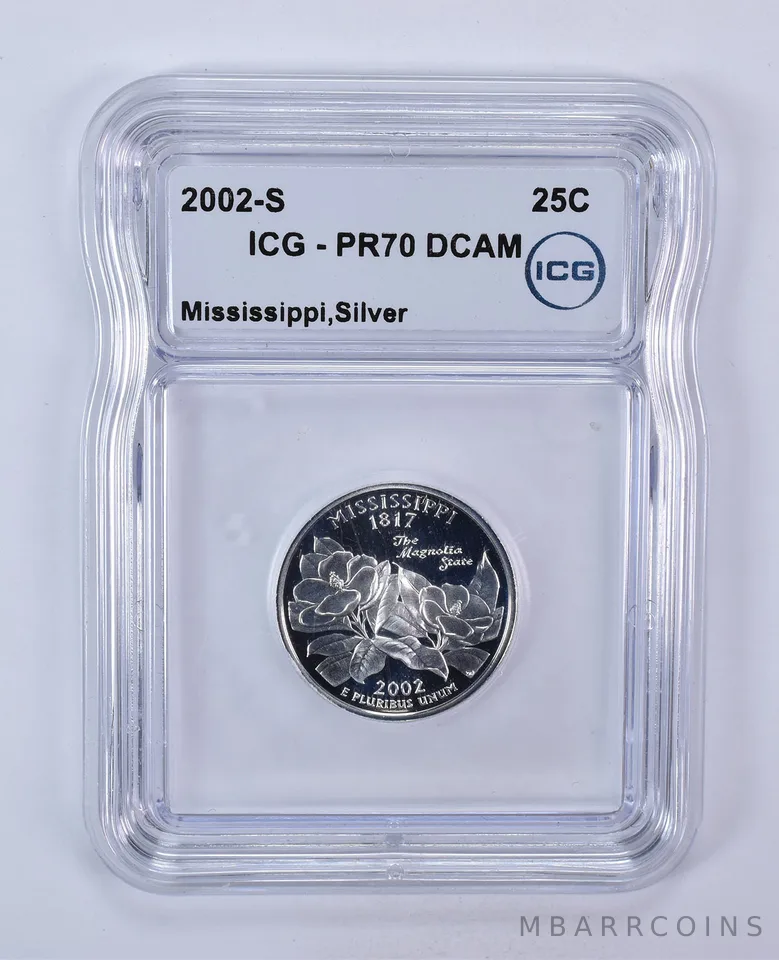 2002-S Washington State Quarter Silver Mississippi PR70 DCAM ICG