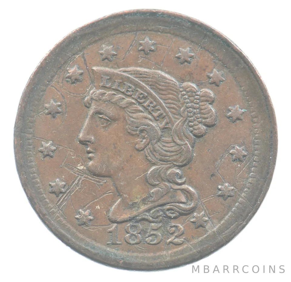 1852 Braided Hair Large Cent *9407