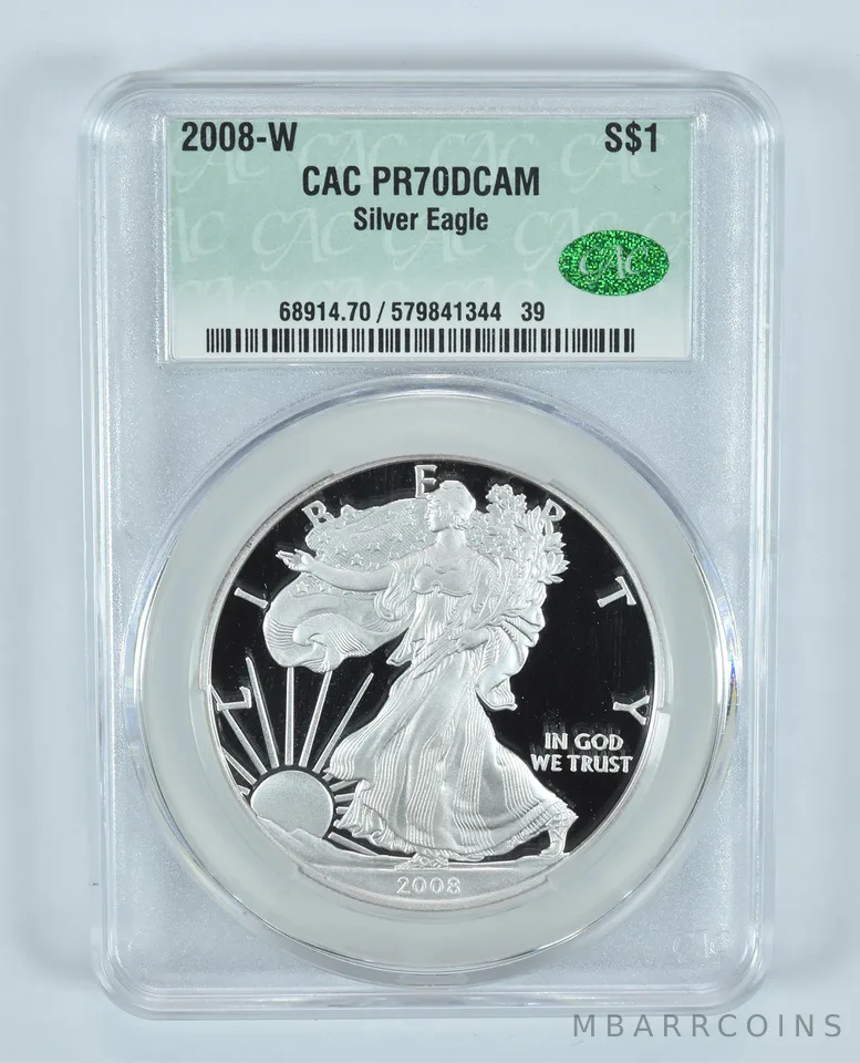 2008-W American Silver Eagle PR70 DCAM CAC CACg