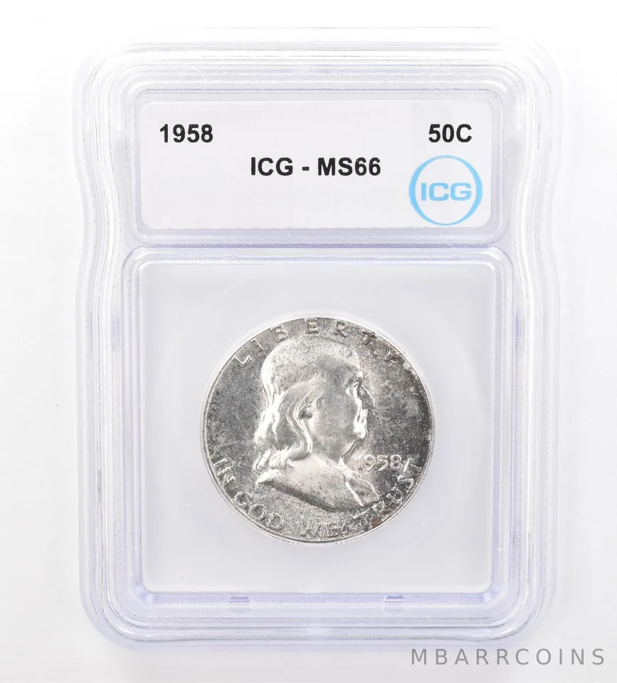 1958 Franklin Half Dollar MS66 ICG Beautiful Tone a7360