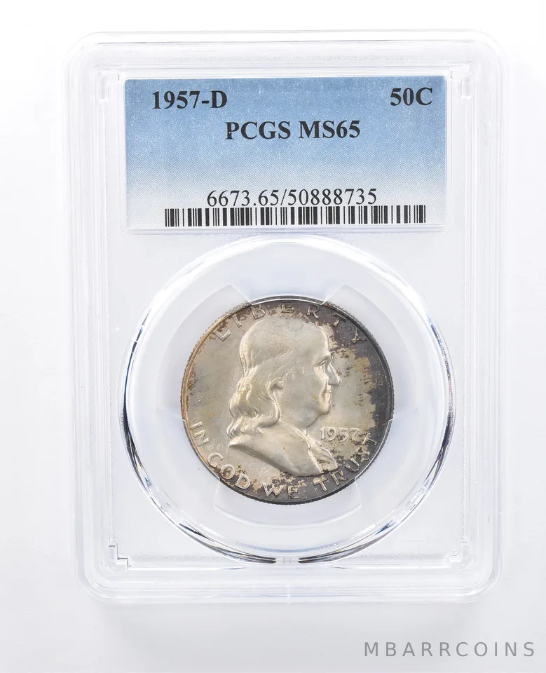 1957-D Franklin Half Dollar MS65 PCGS Peripheral Tone *8086