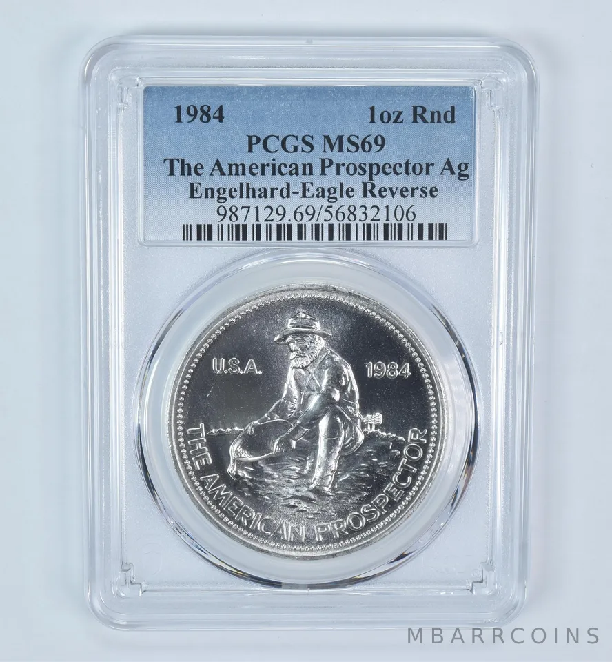 1984 Engelhard Prospector 1 Oz Silver Round Eagle Reverse MS69 PCGS