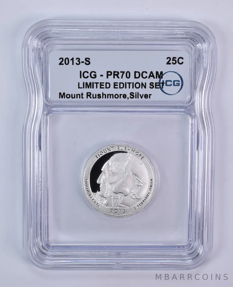 2013-S ATB Quarter Mount Rushmore Silver Limited Edition Set PR70 DCAM ICG