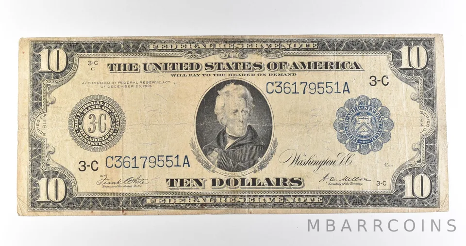 1914 $10 Philadelphia PA FRN Blue Seal Large Note Fr#915a *4701
