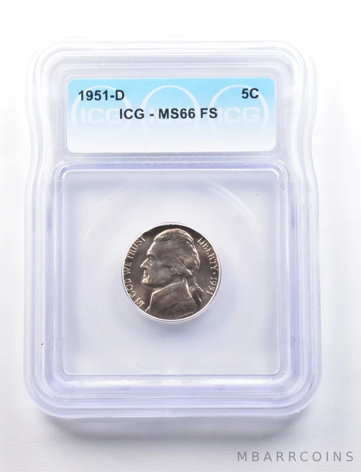 1951-D Jefferson Nickel MS66 FS ICG *7720
