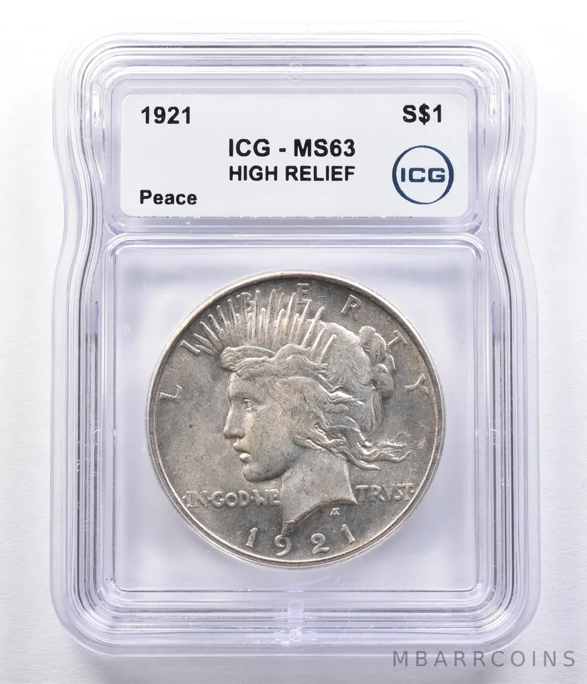 1921 Peace Silver Dollar High Relief MS63 ICG *2327