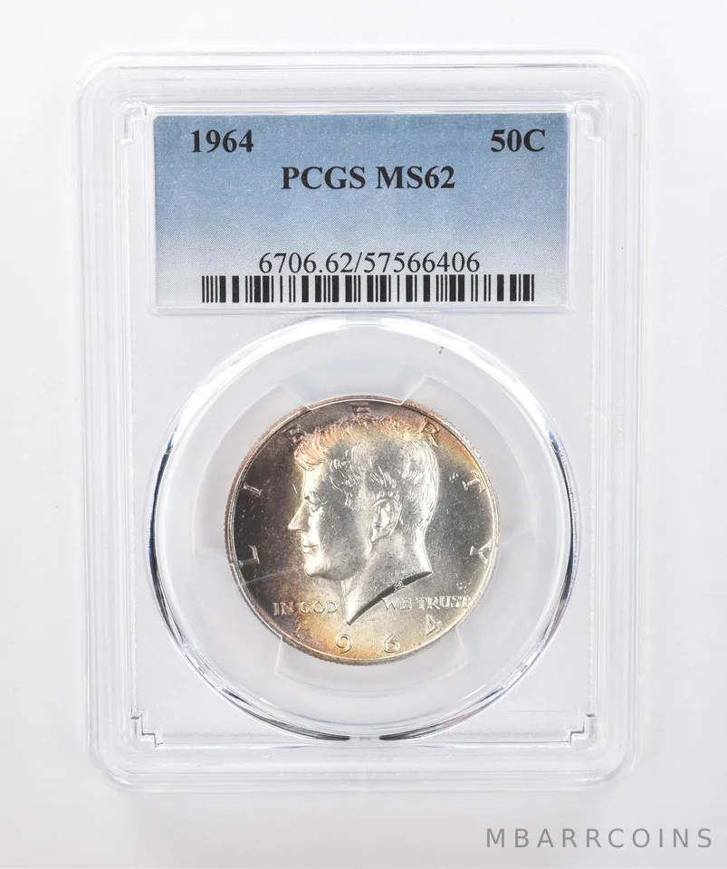 1964 Kennedy Half Dollar MS62 PCGS Beautiful Tone a1380