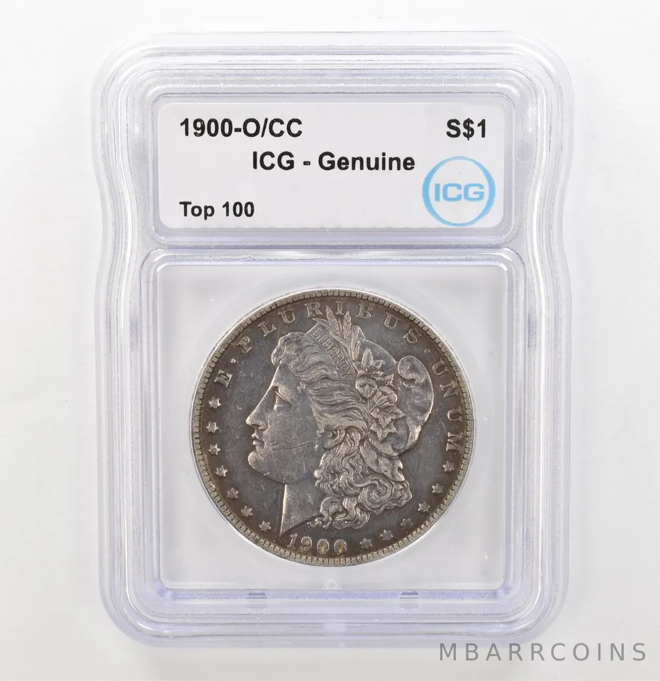 1900-O/CC Morgan Silver Dollar Top 100 Genuine ICG Nice Tone a3896