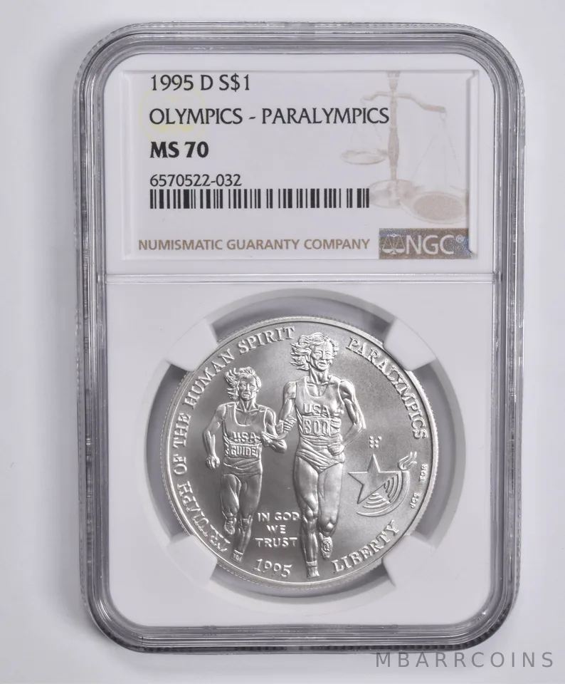 1995-D Olympic Paralympics Commemorative Dollar MS70 NGC