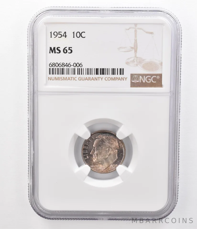 1954 Roosevelt Dime MS65 NGC Beautifully Toned *8597
