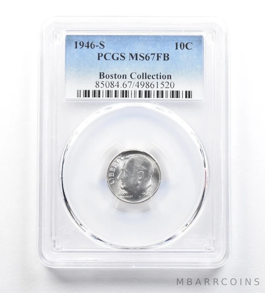 1946-S Roosevelt Dime Boston Collection MS67 FB PCGS *0395