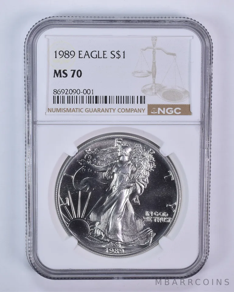 1989 American Silver Eagle MS70 NGC Brown Label