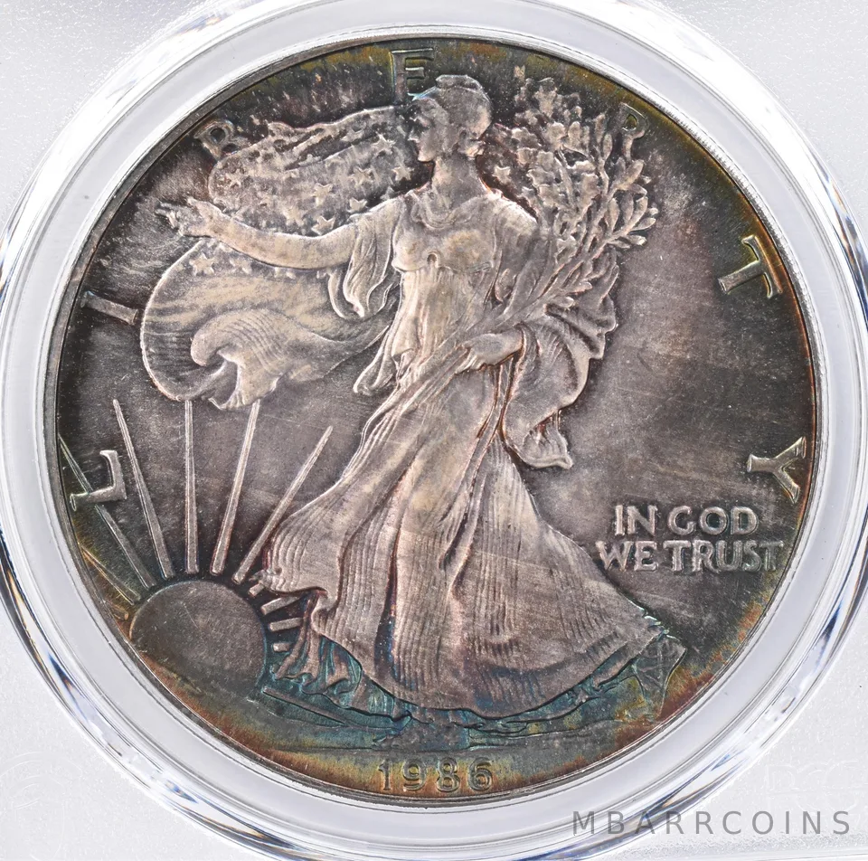 1986 American Silver Eagle MS67 PCGS Beautiful Tone *1335