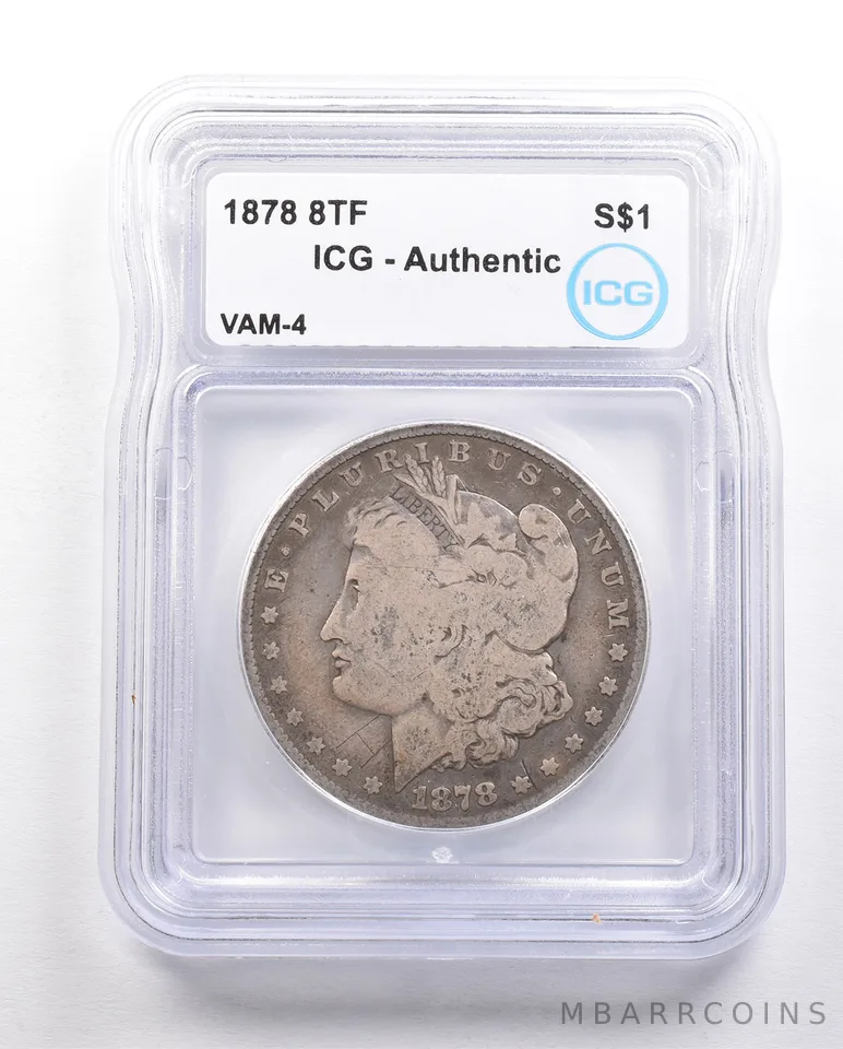 1878 8TF Morgan Silver Dollar VAM-4 Authentic ICG First Die Pair *5803
