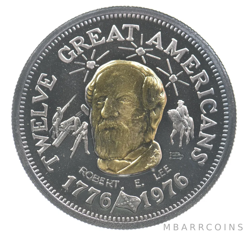 1976 Twelve Great Americans Gold/Silver Round Robert E Lee *9452
