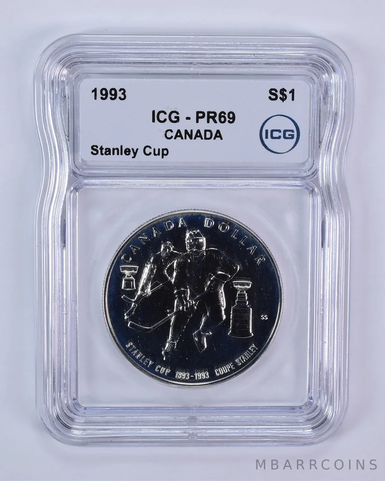 1993 Canada 1 Dollar Silver Stanley Cup PR69 ICG